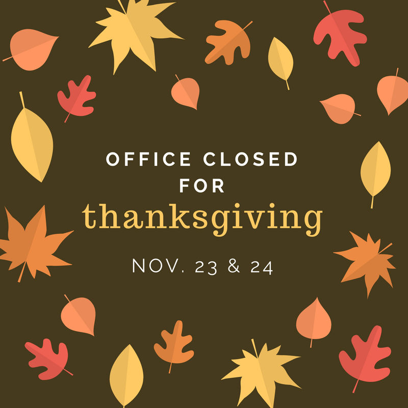Office closed for Thanksgiving Nov. 23 and 24 Downers Grove Sanitary